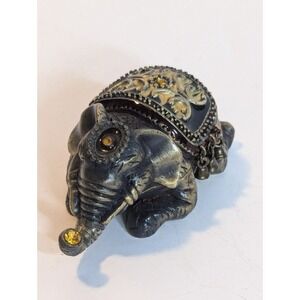 Stunning Bejeweled Elephant Jeweled Trinket Box Hinged‎